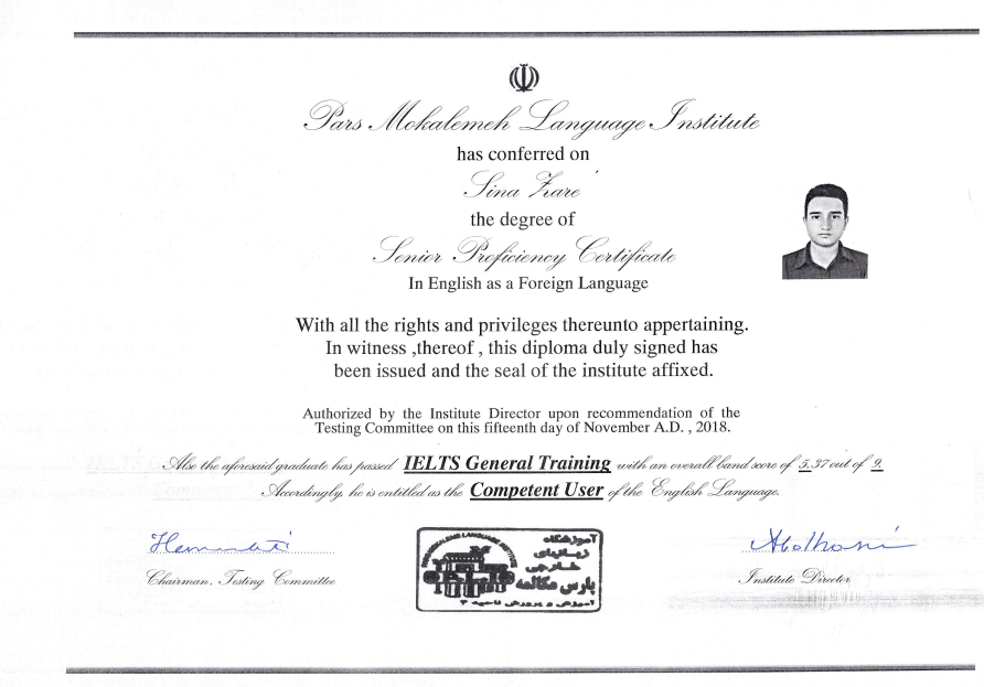 Certificate 1